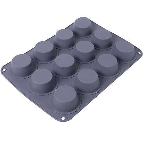 Webake 12 Cup Silicone Muffin Pan Cake Pan Cupcake Pan Grey 2 Pack