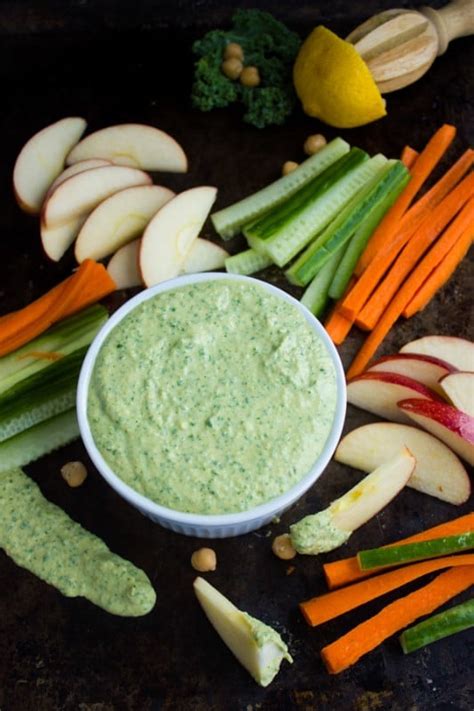 Garlic Kale Hummus Dip • Two Purple Figs