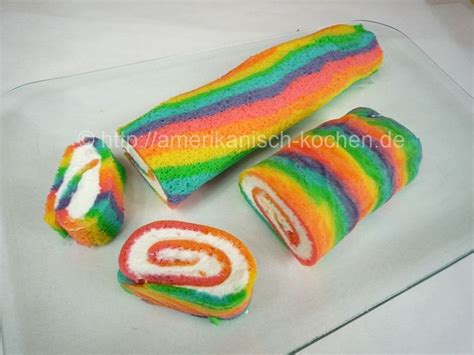 Rainbow Cake Roll Regenbogen Biskuit Rolle Amerikanisch Kochen De