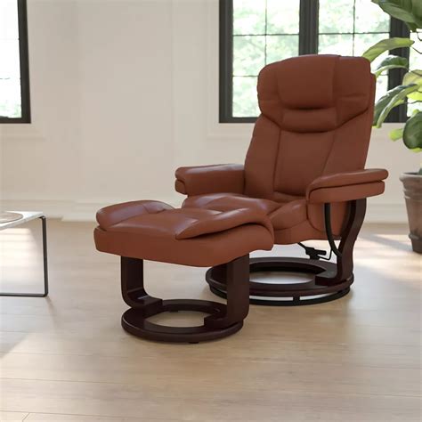 Flash Furniture Brown Leather Recliner&Ottoman | The Home Depot Canada