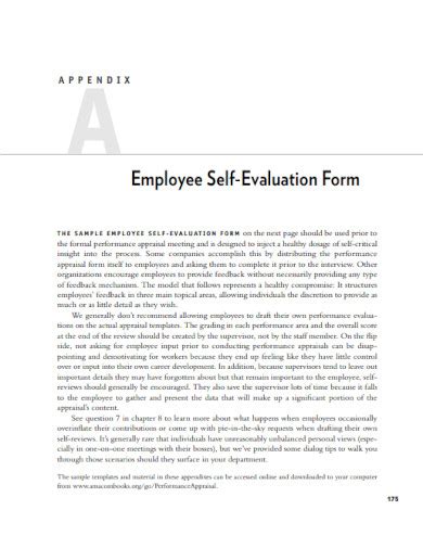 Self Evaluation For Work 29 Examples Format PDF