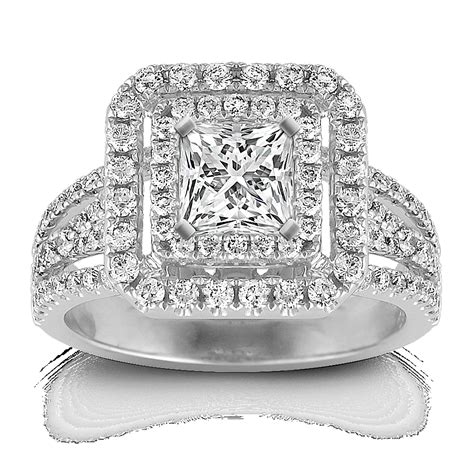 Princess Double Halo Diamond Engagement Ring Shane Co