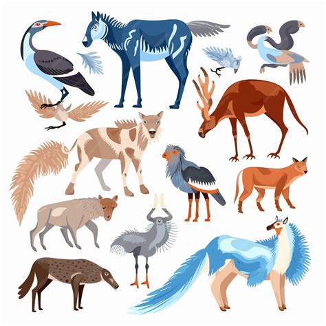 Premium Vector Extinct Species Wild Mammal Animals And Birds