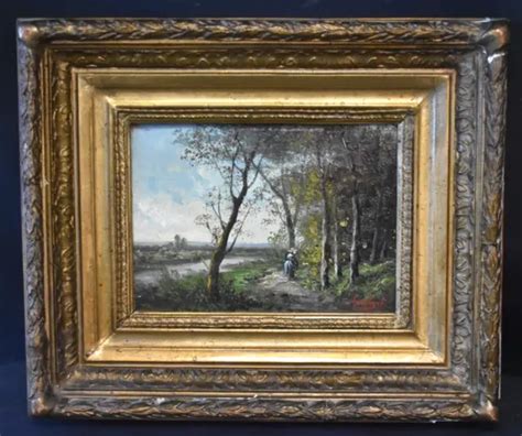 TABLEAU HUILE PAYSAGE animé Barbizon signé Lambert XIXème EUR 111 00