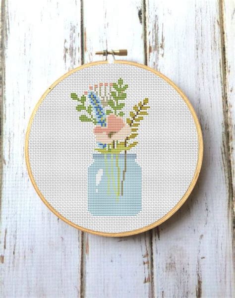 Flowers Cross Stitch Pattern Flower Arrangement Modern Cross Stitch