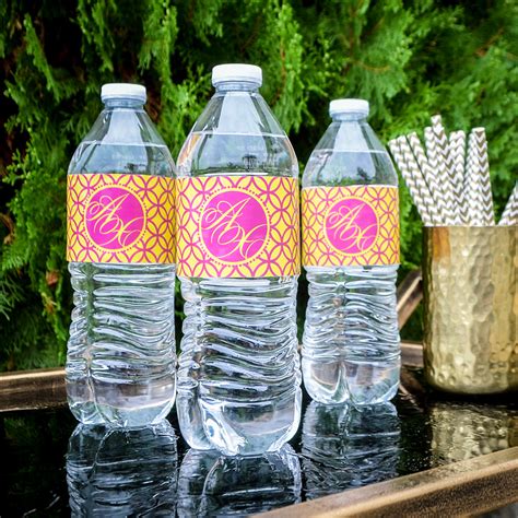 Monogram Full Color Water Bottle Labels - GB Design House