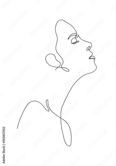 Continuous Line Naked Woman Or One Line Drawing On White Isolated