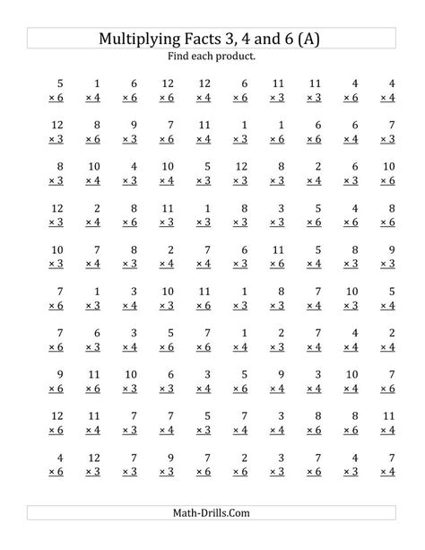 4th Grade Times Tables Worksheets