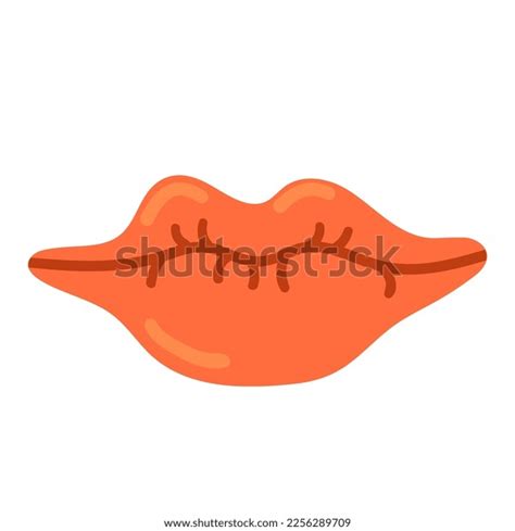 Red Female Lips Flat Cartoon Illustration Stock Vector Royalty Free