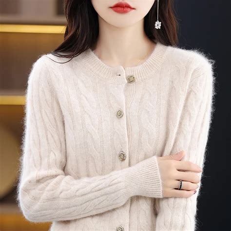 Beliarst Cardigan De Cashmere De Pesco O Redondo Para Mulheres Su Ter