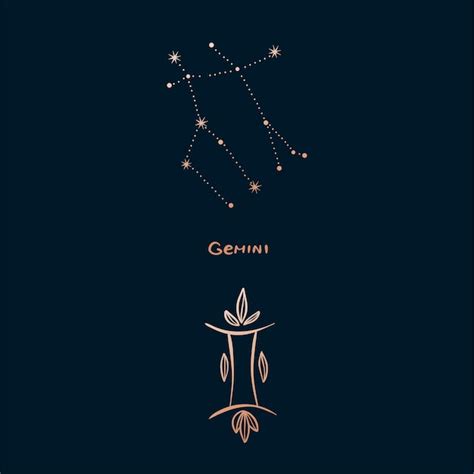 Horoscope Signe Du Zodiaque Gémeaux Dans Le Style De Constellation Avec