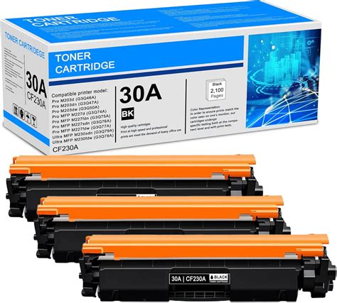 3 Pack 30a Cf230a Black Toner Cartridge Compatible Cf230a Replacement For Hp 30a