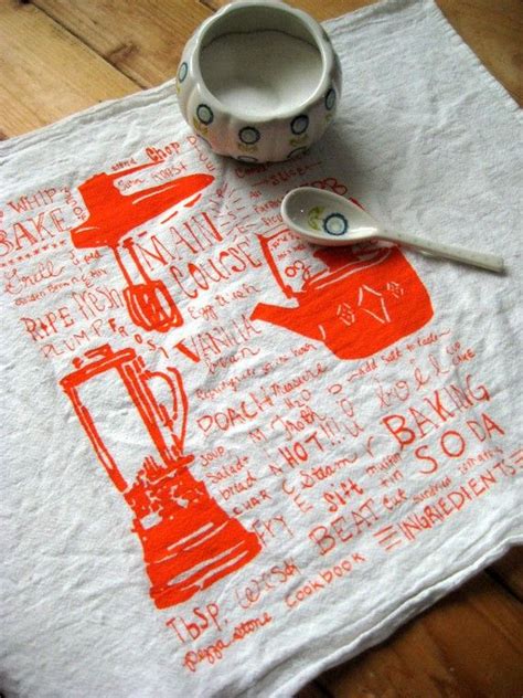 Screen Printed Organic Cotton Kitchen Gadget Flour Sack Towel Etsy