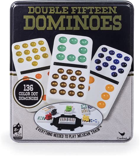 Double 15 Color Dot Dominoes In A Collectors Tin Styles Will Vary By