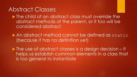 Abstract Classes An Abstract Class Is A Kind Of Ghost Class It Can Pass Along Methods And