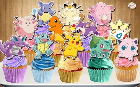 Pokemon Go Cupcake Toppers Pokemon Cupcake Toppers Pokemon Etsy