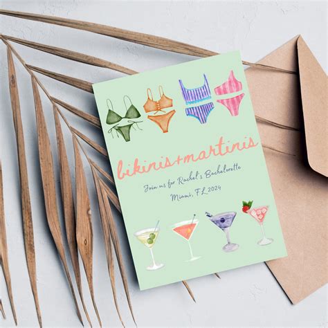 Bikinis and Martinis Bachelorette Party Invitation and - Etsy