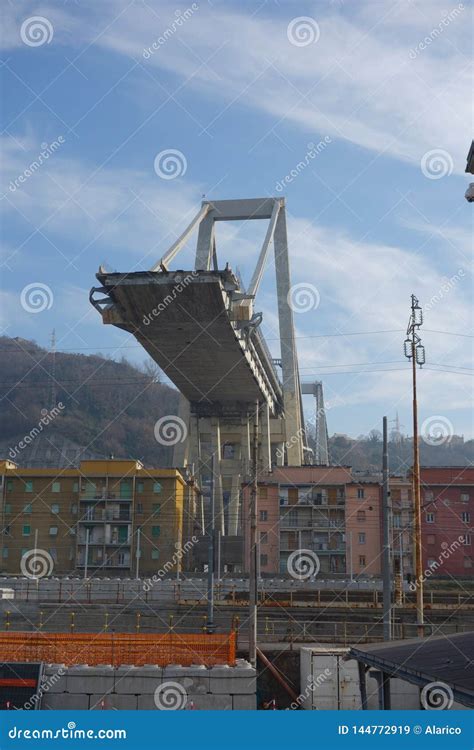 Ruins Of Ponte Morandi Bridge In Genoa Stock Image Image Of Italian