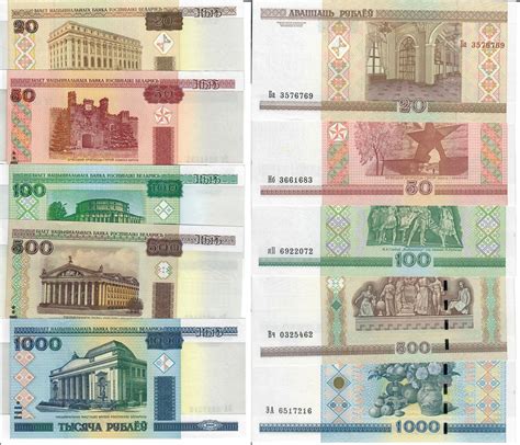 Belarus 20 50 100 500 1000 Rubel 2000 Banknote Geldscheine 20 100 Rubel