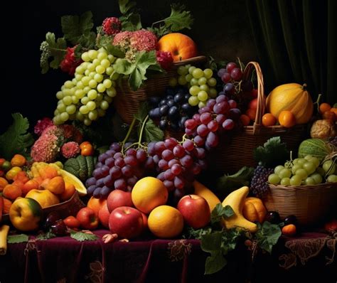 Premium AI Image | A cornucopia overflowing with fruits and vegetables