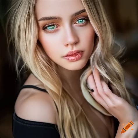 Portrait Of A Blonde Girl With Green Eyes In La On Craiyon