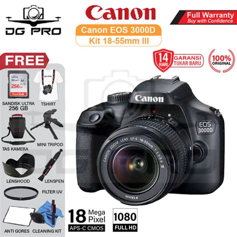 Jual Canon EOS 3000D Kit 18 55mm III Camera DSLR Canon EOS 3000D Kit