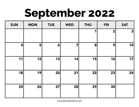 Calendar September 2022 – Calendar Options