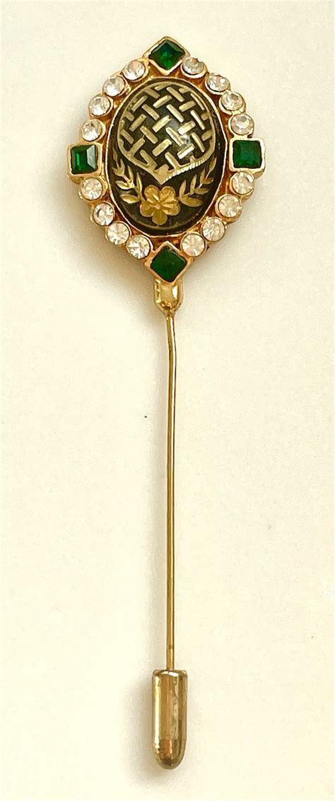 Egyptian Revival Scarab Stick Pin Rhinestone Stick P Gem