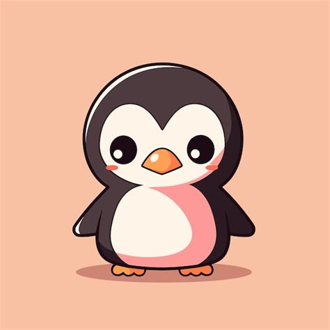 Pinguim Bonito Dos Desenhos Animados Em Um Fundo Rosa Vetor Premium