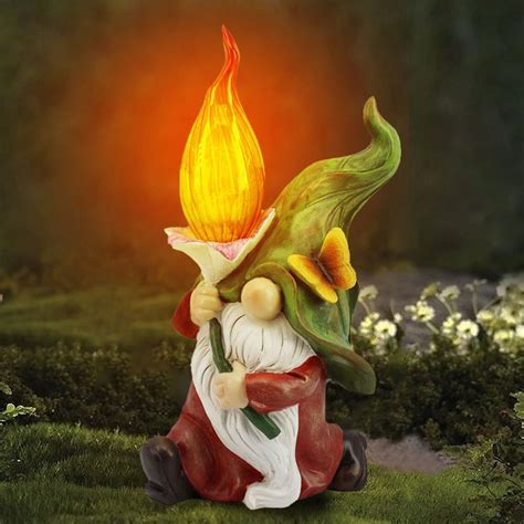 Garden Gnome Sculpture Exterior Solar Dwarf Ornaments Jardín Etsy