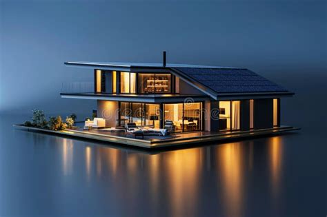 Smart Home with Solar Panels Rooftop System for Renewable Energy Stock Image - Image of home ...