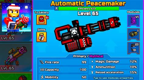 Pixel Gun 3d Automatic Peacemaker Mythical Lvl 65 Max Upgrade Youtube