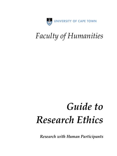 Fillable Online Humanities Uct Ac Guide To Research Ethics UCT