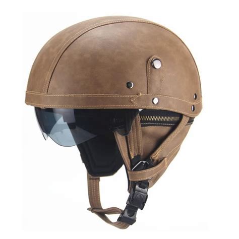 Casque Moto De Marque Unisexe Casque Harley Vintage Moto Pu Cuir Quatre