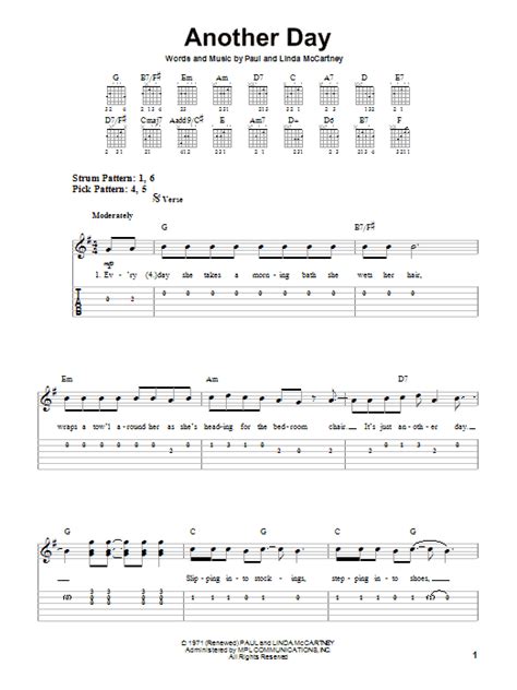 Paul McCartney "Another Day" Sheet Music Notes | Download Printable PDF ...