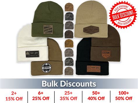 Bulk Custom Leather Patch Beanies Personalized Beanie Hats With Custom