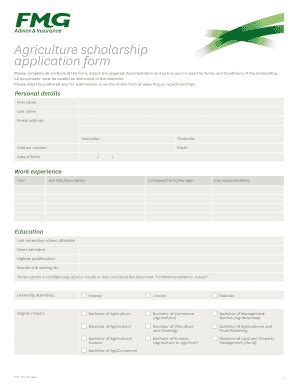 Fillable Online Fmg Co Agriculture Scholarship Application Form FMG