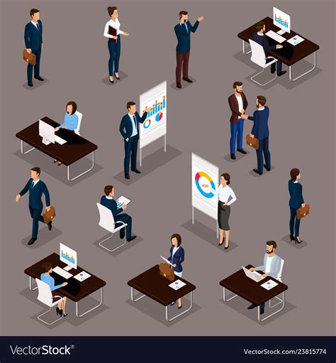 Isometric Set Business Conception Royalty Free Vector Image