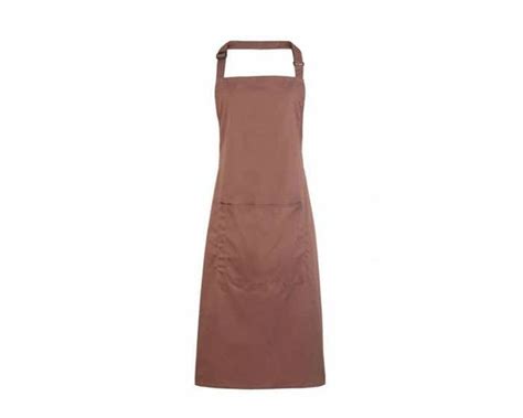 Mocha Polycotton Bib Apron With Pocket 72x86cm