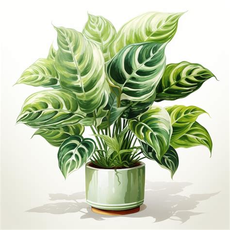 Premium Ai Image There Is A Potted Plant With Green Leaves On A White