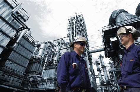 Oil And Gas Workers Inside Refinery Industry Stock Photo By ©lagereek