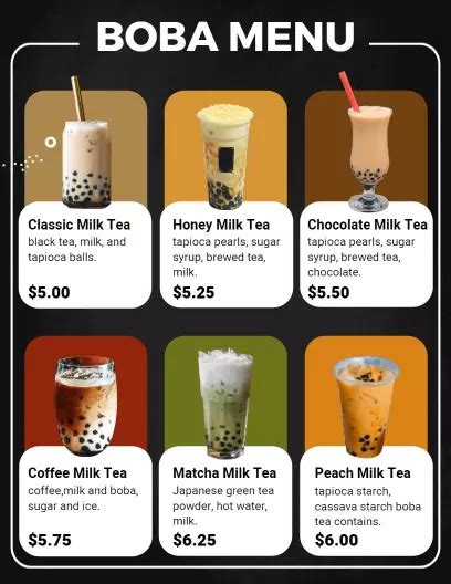 Boba Menu Templates Photoadking