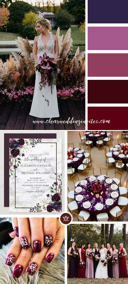 5 Deep Burgundy Wedding Ideas & Moody Color Palette | Pink color ...