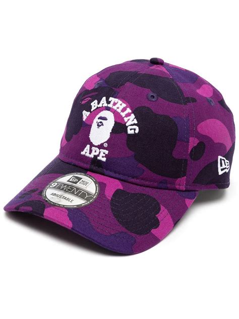 A Bathing Ape Logo Patch Camouflage Cap In Purple For Men Lyst