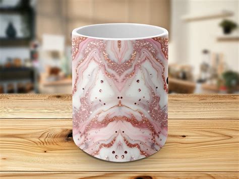 Personalized Faux Pink Glitter Marble Coffee Mug Elegant Rose Gold