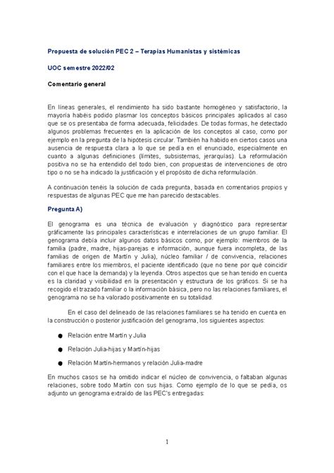 Solución PEC 2 Propuesta profesor Terapias humanistas y sistémicas