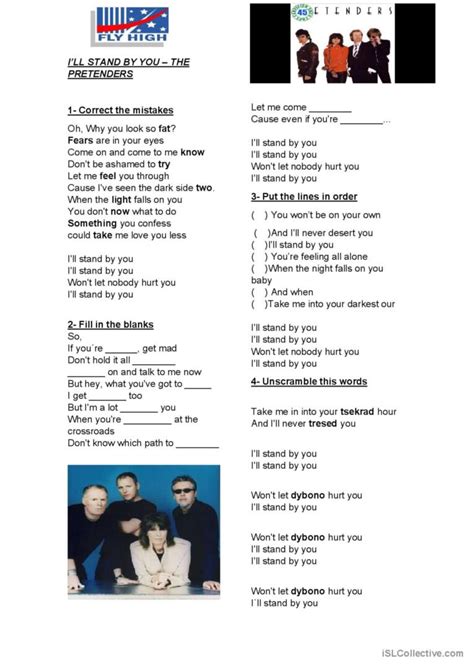 The Pretenders - I'll stand by you w…: English ESL worksheets pdf & doc