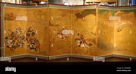 The Battle Of Ichi No Tani Six Fold Screen Japan Edo Period Late