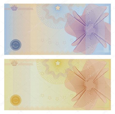 Voucher Template With Guilloche Pattern Watermarks And Borders This