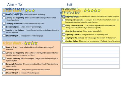 Peer And Self Assessments Oracy Levels 345 And 6 Teaching Resources